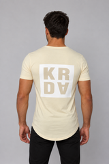 KRDA Curved Hem Slim Fit T-Shirt — Beige