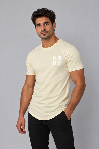 KRDA Curved Hem Slim Fit T-Shirt — Beige