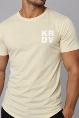 KRDA Curved Hem Slim Fit T-Shirt — Beige